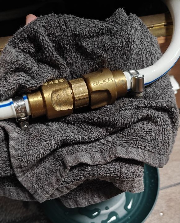 Pipes connected to each other bypassing the water filter